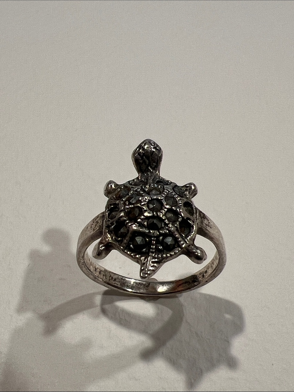 Sterling Silver Marcasite Turtle Ring - Women's Jewelry